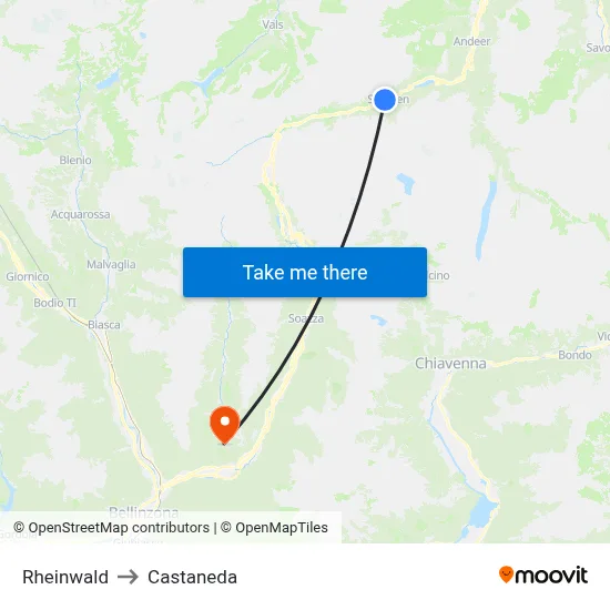 Rheinwald to Castaneda map