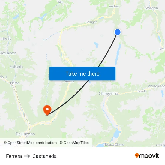 Ferrera to Castaneda map