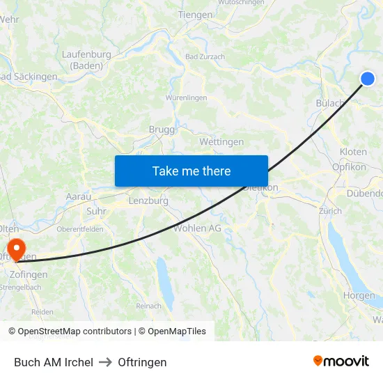 Buch AM Irchel to Oftringen map