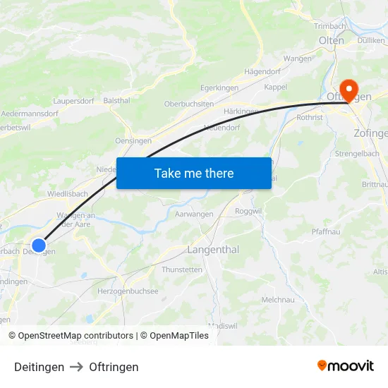 Deitingen to Oftringen map