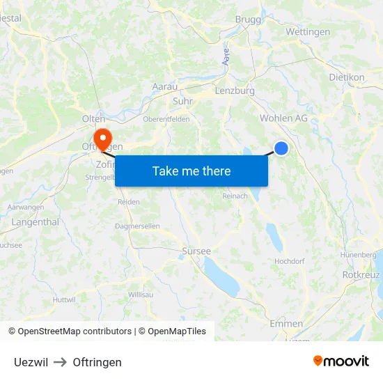 Uezwil to Oftringen map