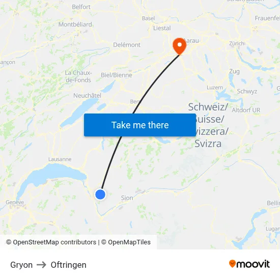 Gryon to Oftringen map