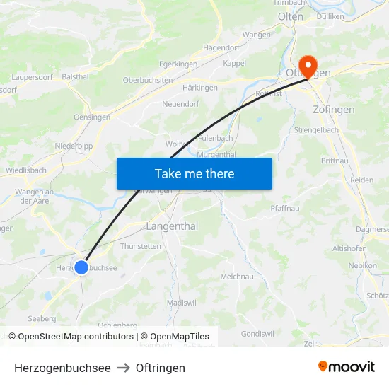 Herzogenbuchsee to Oftringen map
