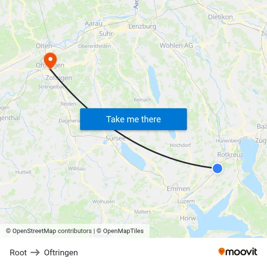 Root to Oftringen map