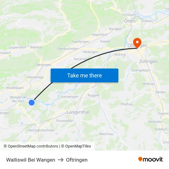 Walliswil Bei Wangen to Oftringen map