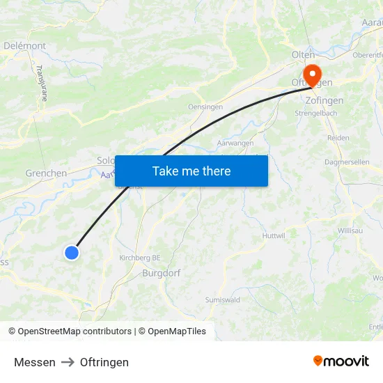 Messen to Oftringen map