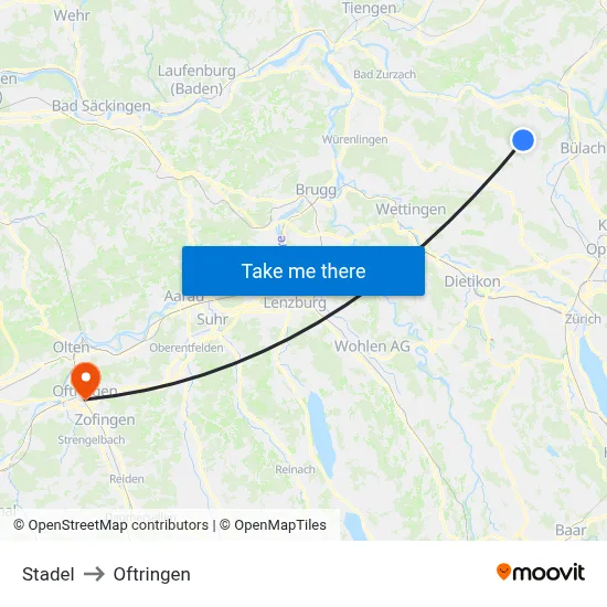Stadel to Oftringen map
