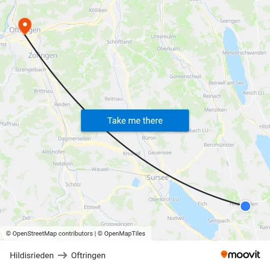 Hildisrieden to Oftringen map