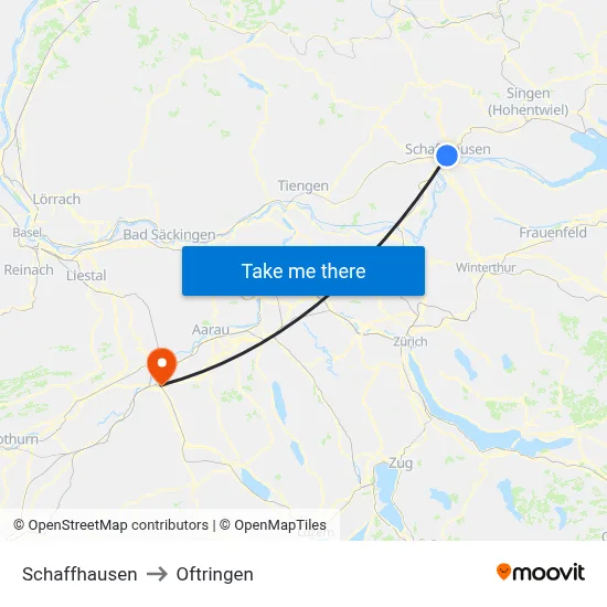 Schaffhausen to Oftringen map