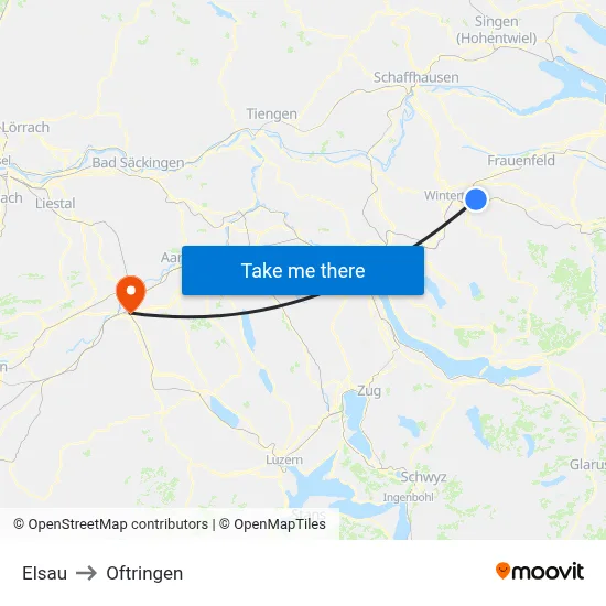 Elsau to Oftringen map