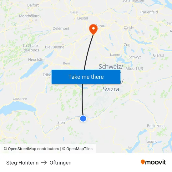 Steg-Hohtenn to Oftringen map