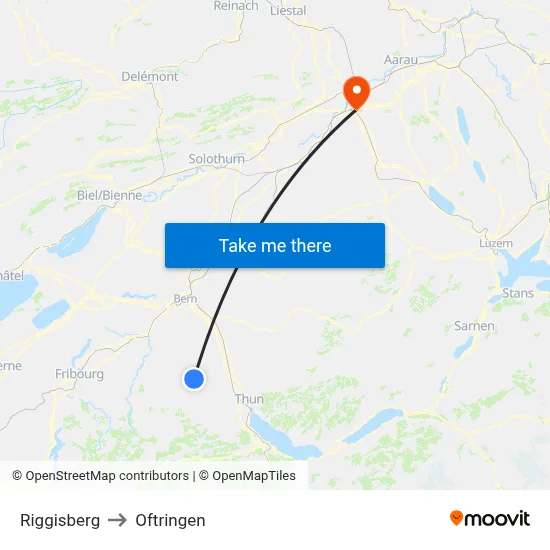Riggisberg to Oftringen map