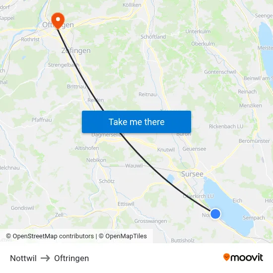 Nottwil to Oftringen map