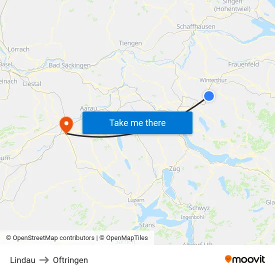 Lindau to Oftringen map