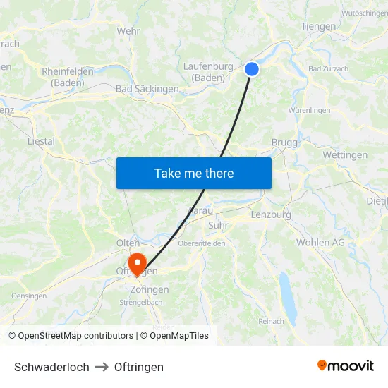 Schwaderloch to Oftringen map