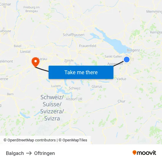 Balgach to Oftringen map