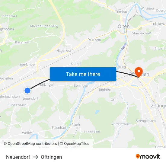Neuendorf to Oftringen map