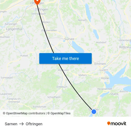 Sarnen to Oftringen map