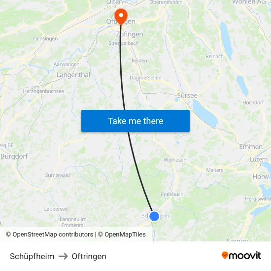 Schüpfheim to Oftringen map