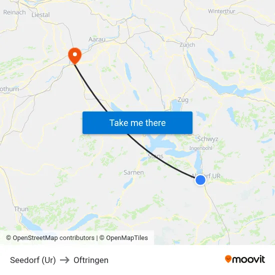 Seedorf (Ur) to Oftringen map