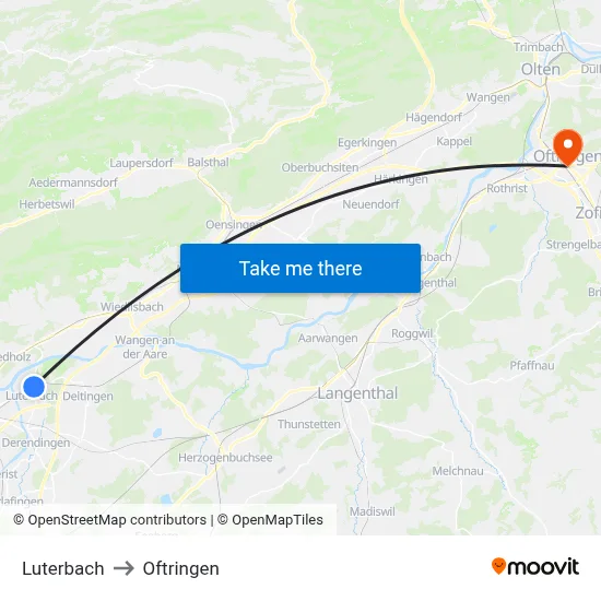 Luterbach to Oftringen map