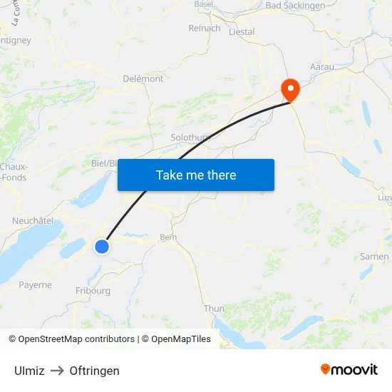 Ulmiz to Oftringen map