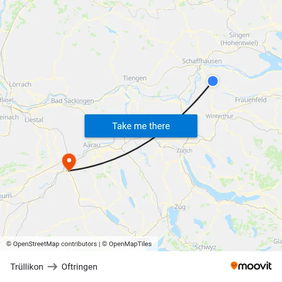 Trüllikon to Oftringen map