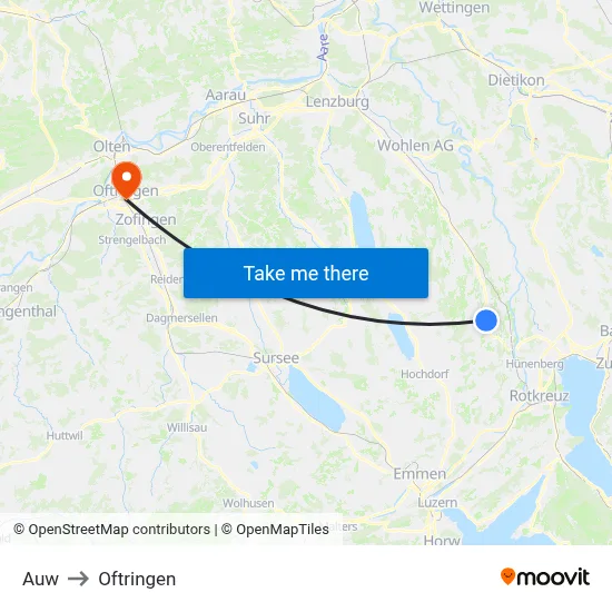 Auw to Oftringen map