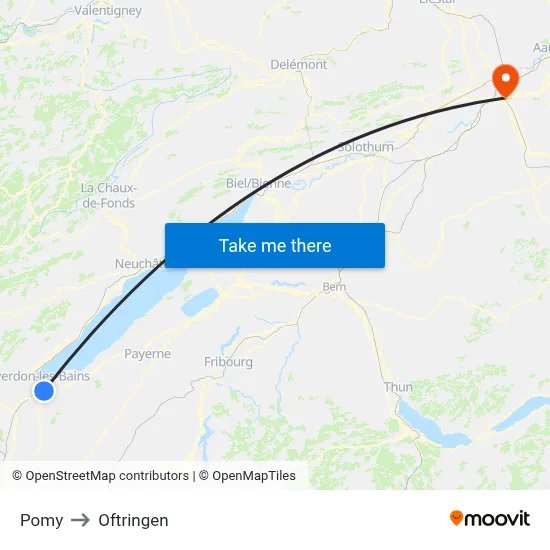 Pomy to Oftringen map