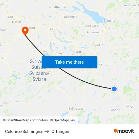 Celerina/Schlarigna to Oftringen map