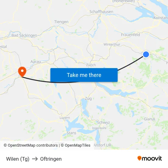 Wilen (Tg) to Oftringen map