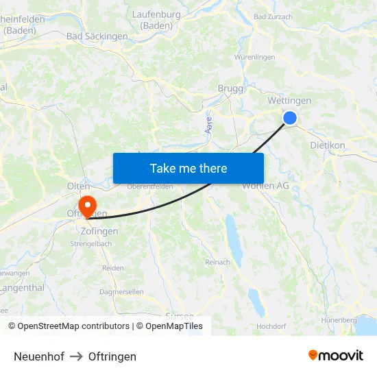 Neuenhof to Oftringen map