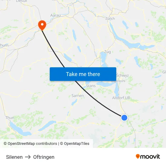 Silenen to Oftringen map