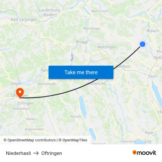 Niederhasli to Oftringen map