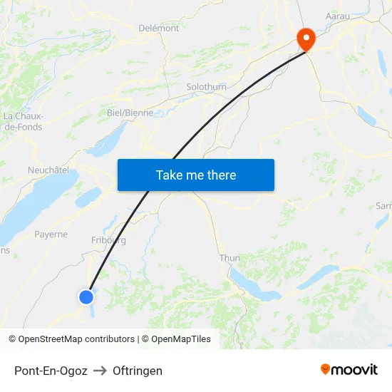 Pont-En-Ogoz to Oftringen map