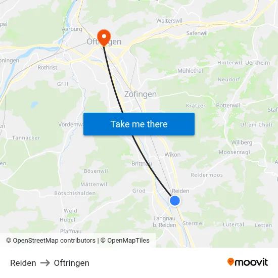 Reiden to Oftringen map