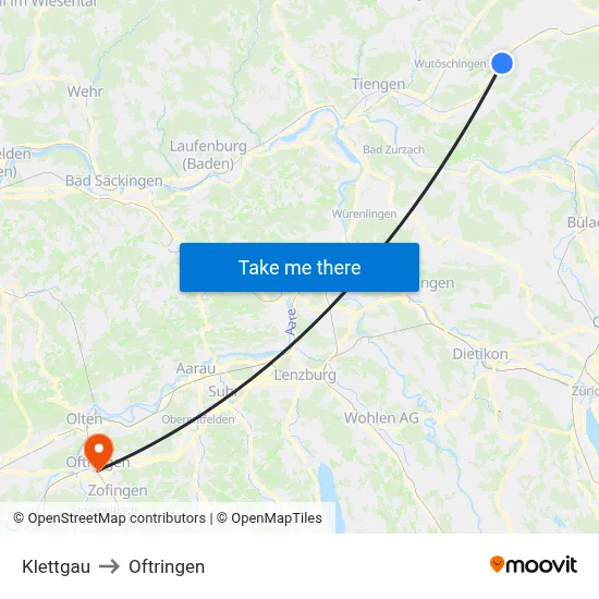 Klettgau to Oftringen map