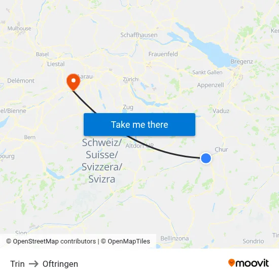 Trin to Oftringen map