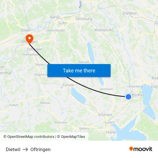 Dietwil to Oftringen map