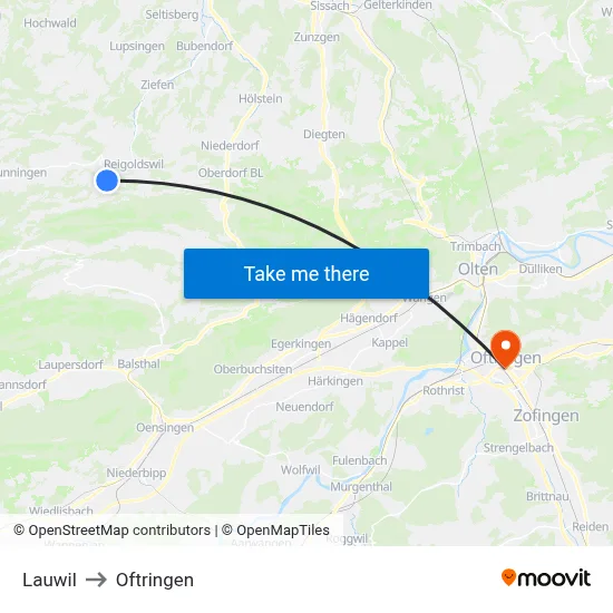 Lauwil to Oftringen map