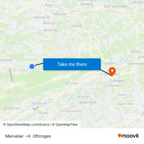 Mervelier to Oftringen map