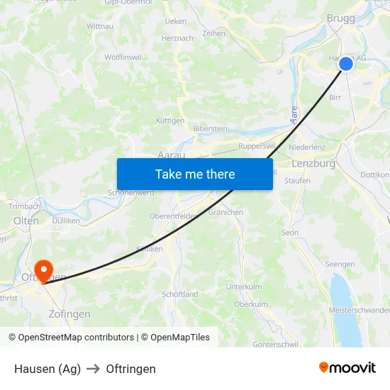Hausen (Ag) to Oftringen map