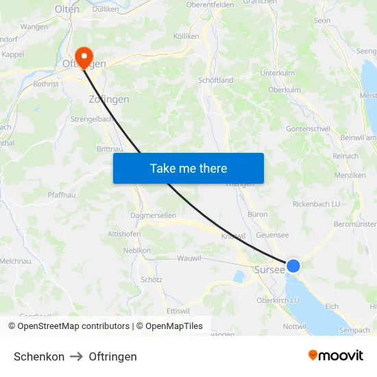 Schenkon to Oftringen map