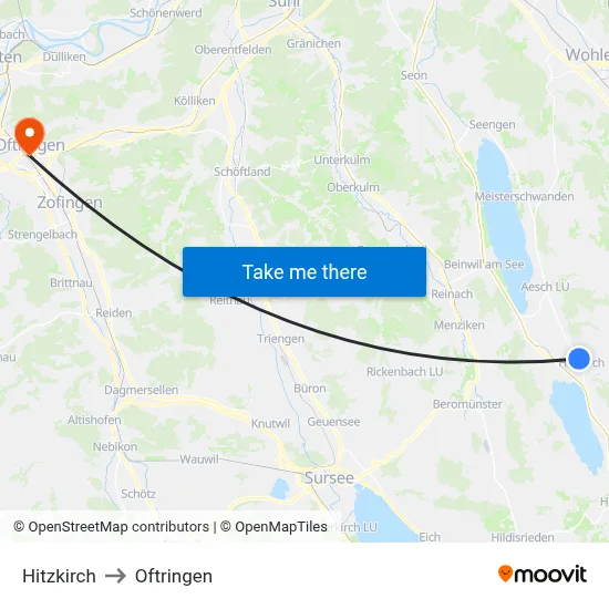 Hitzkirch to Oftringen map