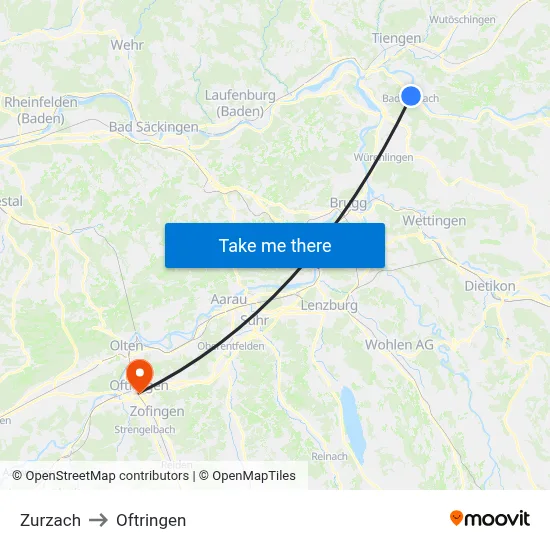 Zurzach to Oftringen map