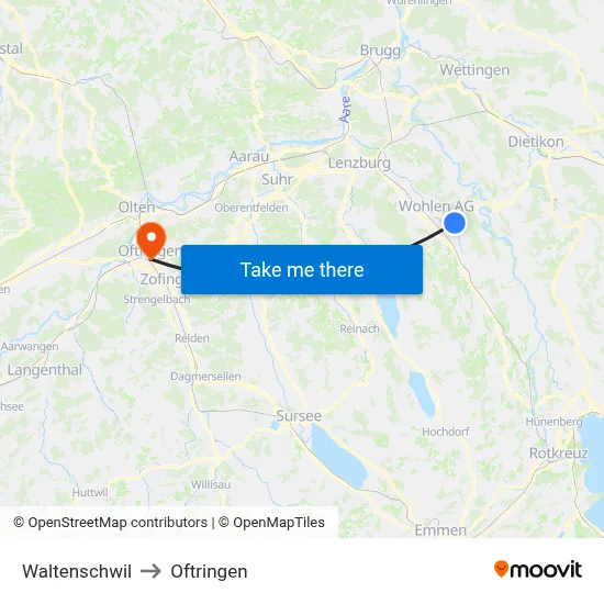 Waltenschwil to Oftringen map