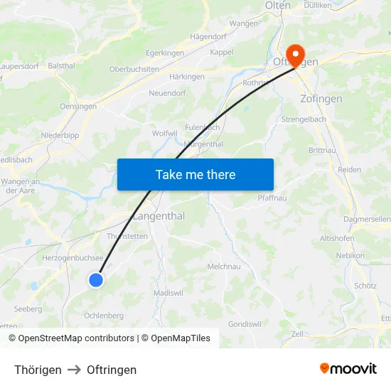 Thörigen to Oftringen map