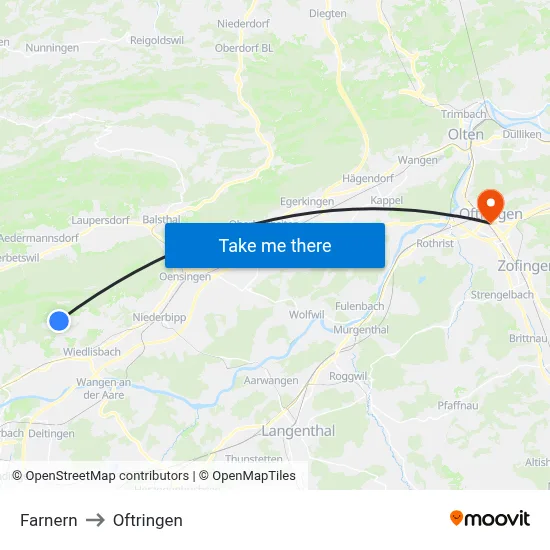 Farnern to Oftringen map