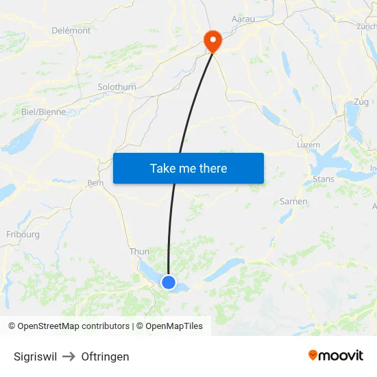 Sigriswil to Oftringen map