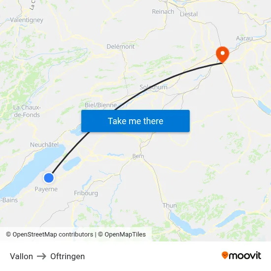 Vallon to Oftringen map